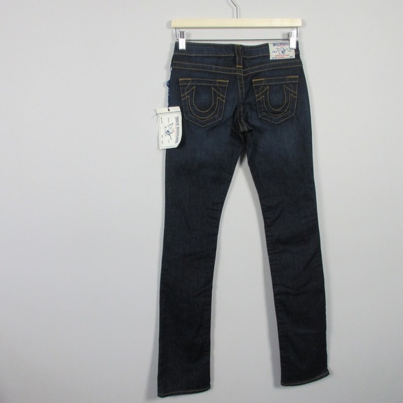 True Religion Lonestar Straight Leg Jeans Women 25 Blue Cotton Blend Denim 524 - Picture 2 of 12